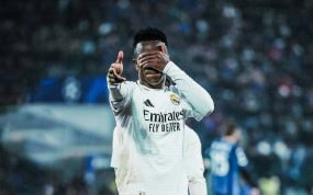 Vinicius, celebrando un gol.