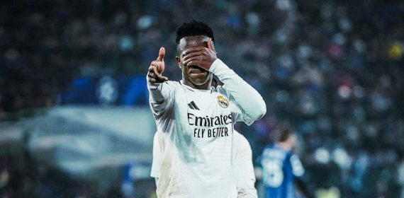 Vinicius, celebrando un gol.