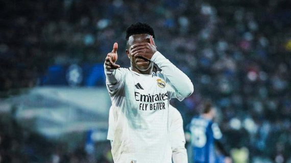 Vinicius, celebrando un gol.
