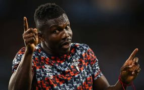 Joseph Aidoo, antes de un partido del Celta esta temporada.