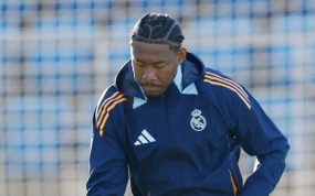 David Alaba entrenando en Valdebebas.
