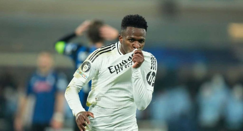 Vinicius, celebrando un gol con el Real Madrid.
