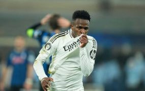 Vinicius, celebrando un gol con el Real Madrid.