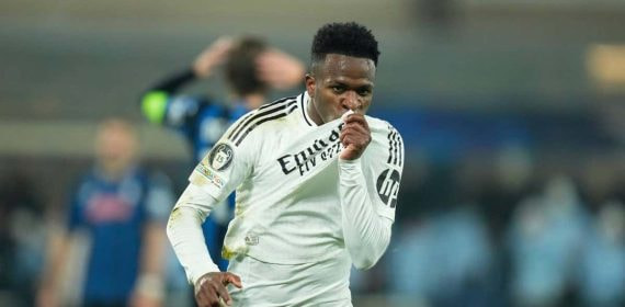 Vinicius, celebrando un gol con el Real Madrid.