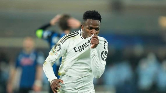Vinicius, celebrando un gol con el Real Madrid.