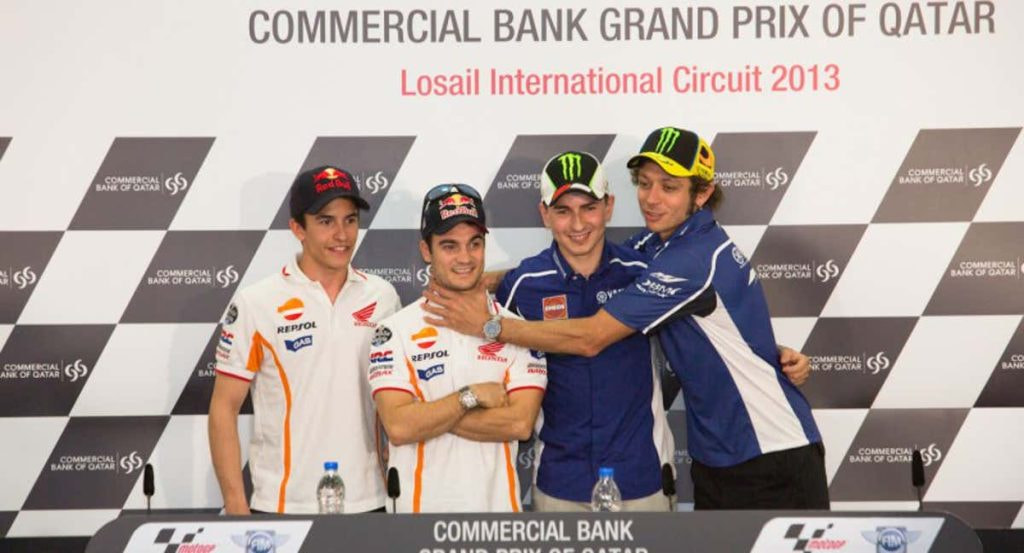 Marc Márquez, Dani Pedrosa, Jorge Lorenzo y Valentino Rossi.