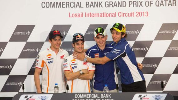 Marc Márquez, Dani Pedrosa, Jorge Lorenzo y Valentino Rossi.