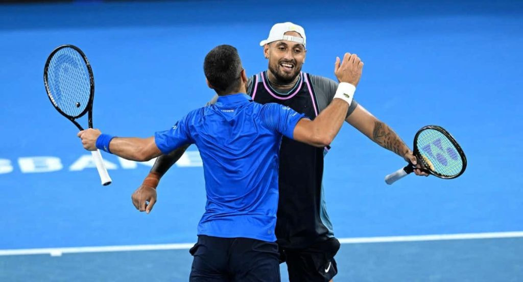 Djokovic y Kyrgios en su debut como pareja en Brisbane.
