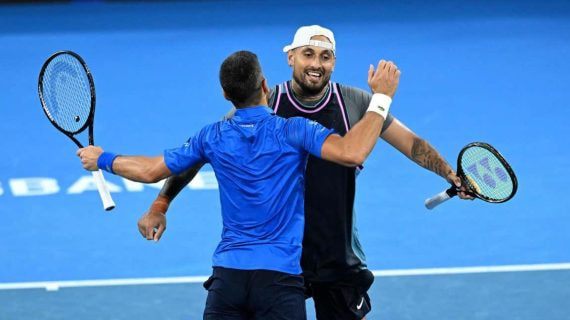 Djokovic y Kyrgios en su debut como pareja en Brisbane.
