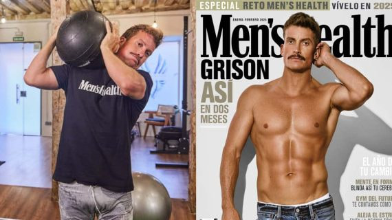 Marcos Martínez, 'Grison' en La Revuelta, en la portada de Men's Health tras completar su reto.
