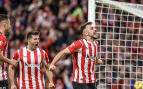 Jugadores del Athletic Club celebran un gol en San Mamés