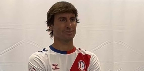 Pedro Mosquera, en su presentación como jugador del Rayo Majadahonda.