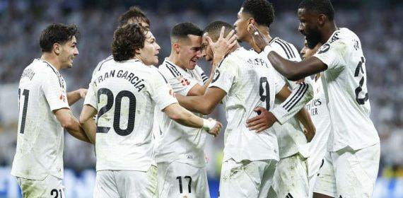 El Real Madrid celebra un gol en el partido contra el Getafe.