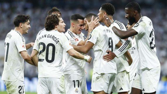 El Real Madrid celebra un gol en el partido contra el Getafe.