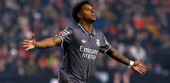 Rodrygo Goes celebra un gol con el Real Madrid.