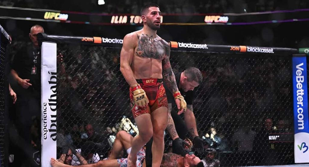Ilia Topuria, tras noquear a Max Holloway en el UFC 308.
