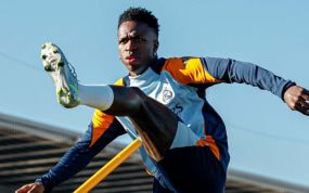 Vinicius, en el entrenamiento del pasado domingo en Valdebebas.