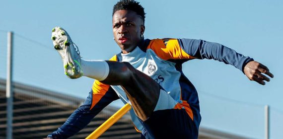 Vinicius, en el entrenamiento del pasado domingo en Valdebebas.