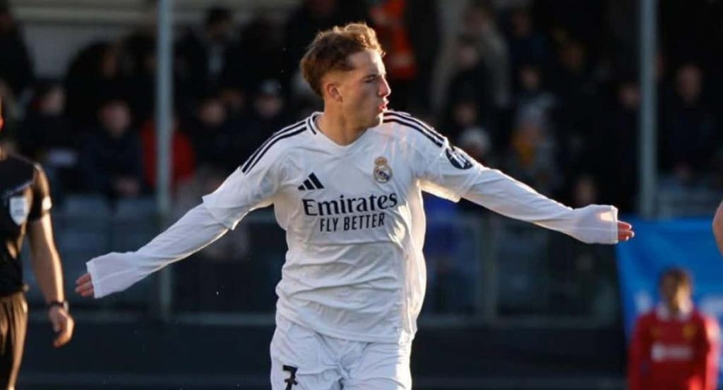 Daniel Yáñez celebra el gol contra el Liverpool en la Youth League.