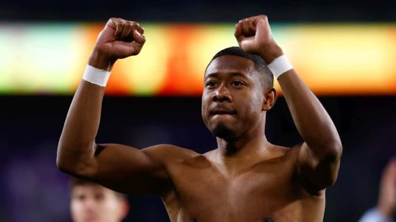 Alaba celebra la victoria en Valladolid.