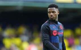 Ansu Fati, en uno de los entrenamientos de la temporada con el FC Barcelona.