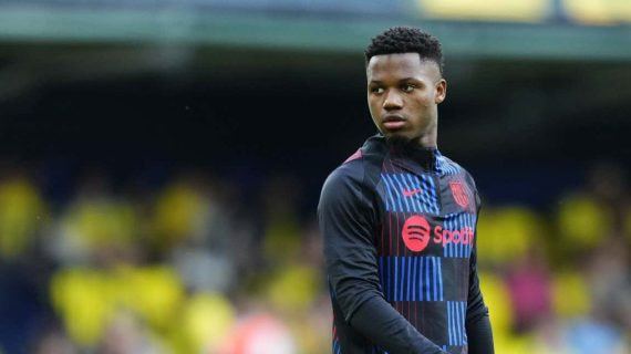 Ansu Fati, en uno de los entrenamientos de la temporada con el FC Barcelona.