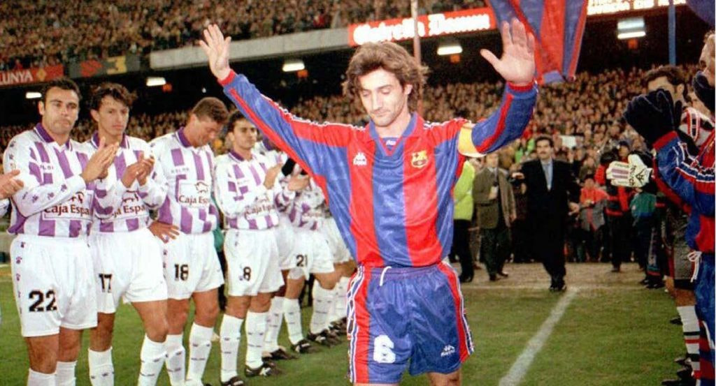 Bakero el día de su despedida del Barcelona.