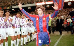 Bakero el día de su despedida del Barcelona.