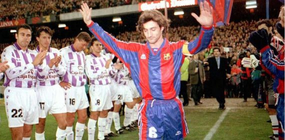 Bakero el día de su despedida del Barcelona.