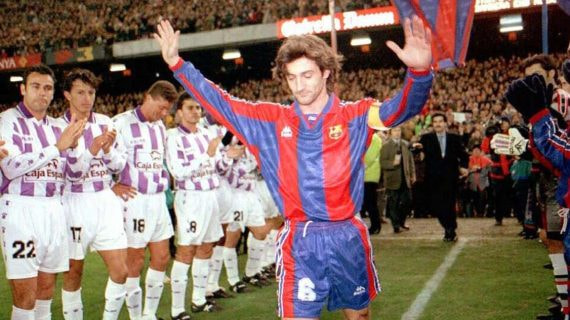 Bakero el día de su despedida del Barcelona.
