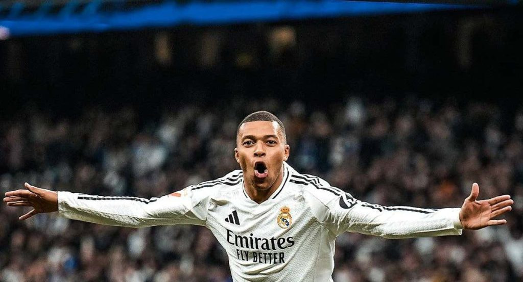 Mbappé, celebrando un gol.