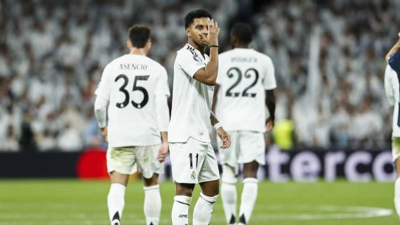 Rodrygo, haciendo su celebración contra el Salzburgo.