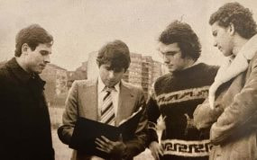 De izq. a der.: Joan Jané, el periodista J.M. Turmo, Manuel Molinero y Pepe Alcázar.
