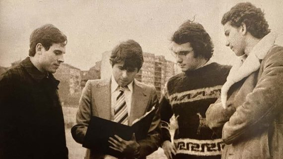 De izq. a der.: Joan Jané, el periodista J.M. Turmo, Manuel Molinero y Pepe Alcázar.
