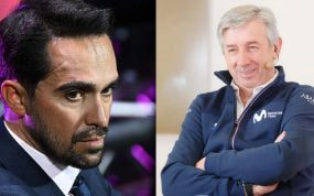 Alberto Contador y Eusebio Unzué, director general del Movistar Team.