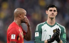 Thibaut Courtois, en un partido con Bélgica en 2018.