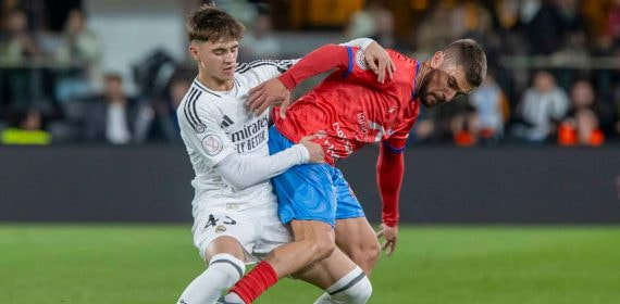Diego Aguado durante su debut con el primer equipo del Real Madrid en la Copa del Rey.