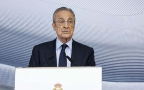 Florentino Pérez, en una comparecencia.