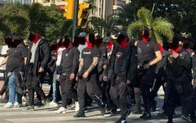El Frente Atlético por las calles de Málaga.