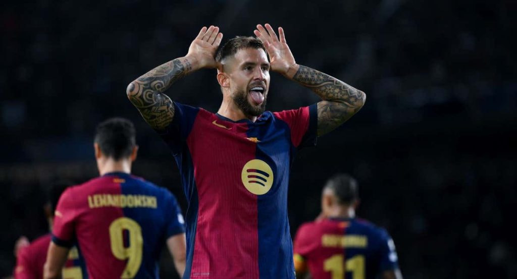 Íñigo Martínez, celebrando un gol con el FC Barcelona esta temporada.
