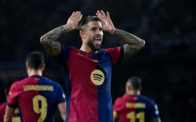 Íñigo Martínez, celebrando un gol con el FC Barcelona esta temporada.
