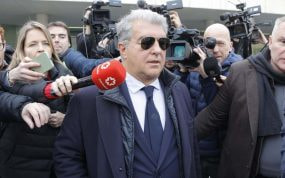 Joan Laporta tras salir de su declaración en la Ciutat de la Justicia.