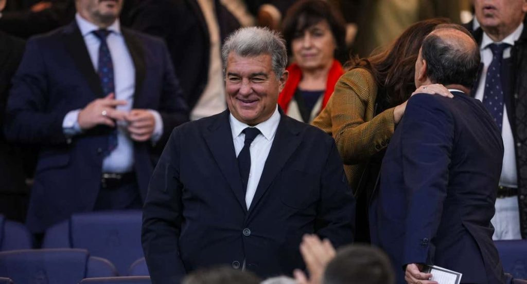Joan Laporta, en el palco de Montjuïc en un encuentro de esta temporada.