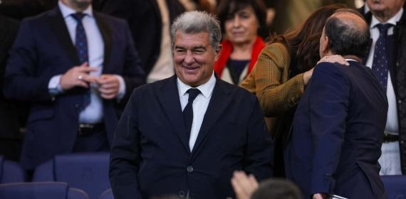 Joan Laporta, en el palco de Montjuïc en un encuentro de esta temporada.
