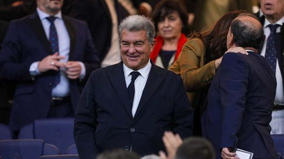 Joan Laporta, en el palco de Montjuïc en un encuentro de esta temporada.