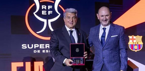 Laporta posa con Rafael Louzán.