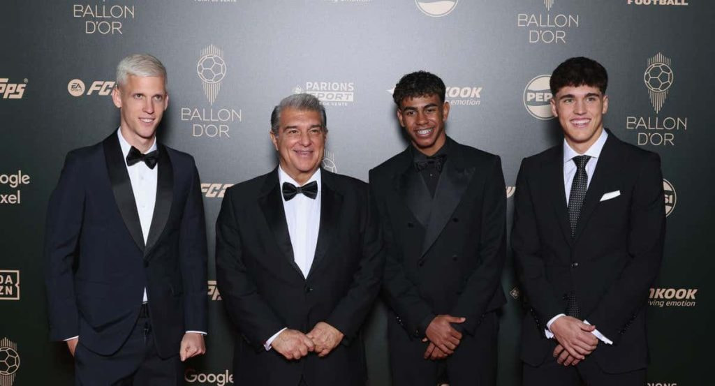 Dani Olmo y Joan Laporta en la gala del Balón de Oro.