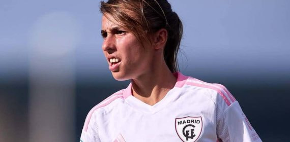 Laura Domínguez, durante un partido con el Madrid CFF en Liga F.