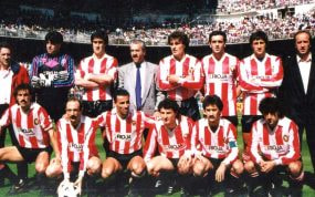 Uno de los míticos equipos del Logroñés, con Abadía, Setién, Ruggeri y Lotina de entrenador.