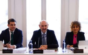 Rafael Louzán, en su primera junta directiva de la RFEF.